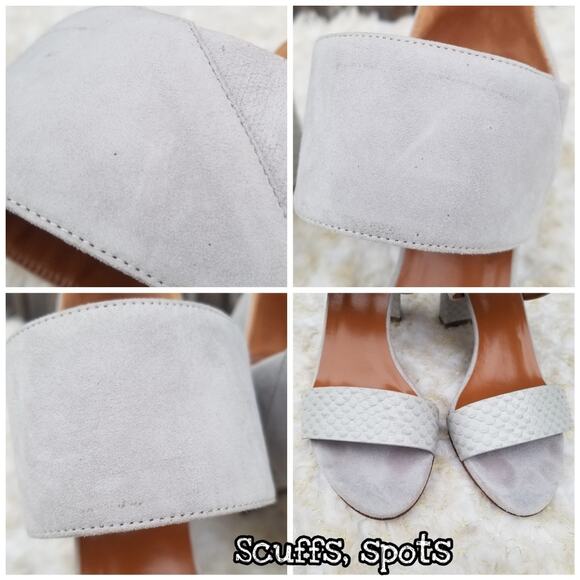 Gray Suede Heeled Dress Sandals Aquatalia Suzanne Size 7 Sueded Leather Open Toe - Picture 9 of 14